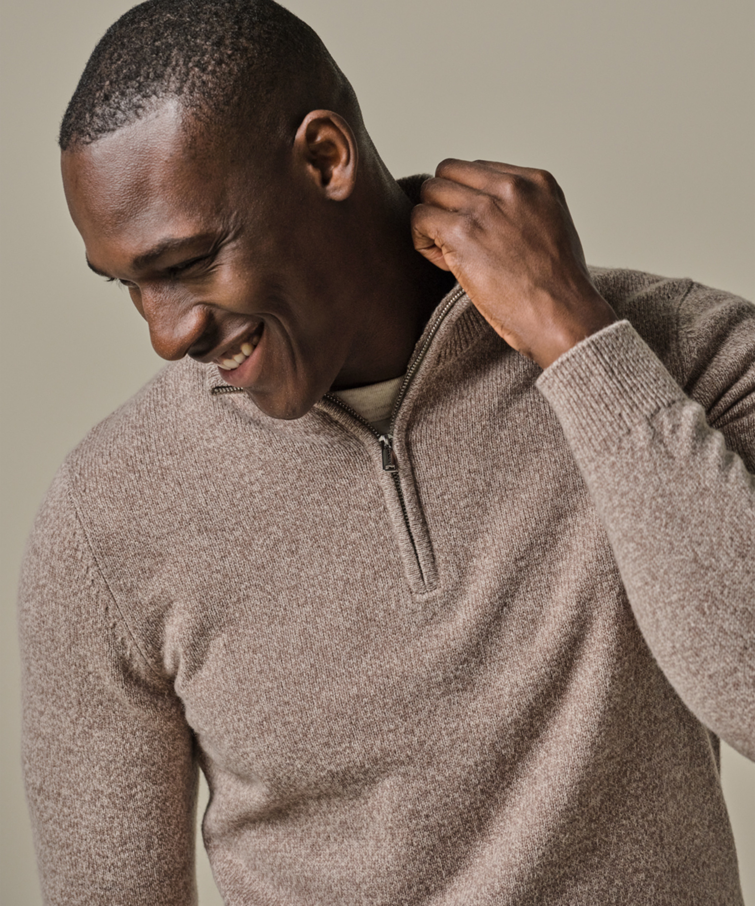 Profuomo PULLOVER HALF ZIP SAND L Profuomo