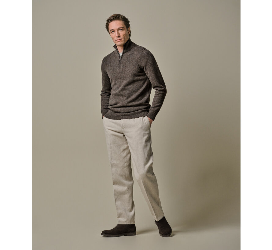 PULLOVER HALF ZIP BROWN (PPWJ30029B)