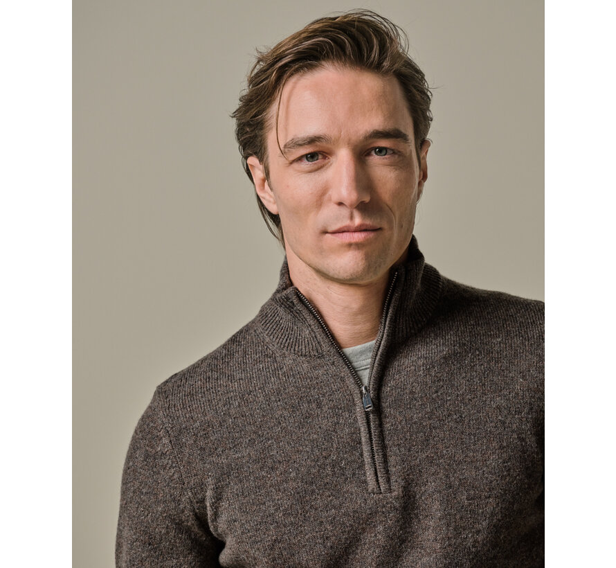 PULLOVER HALF ZIP BROWN (PPWJ30029B)