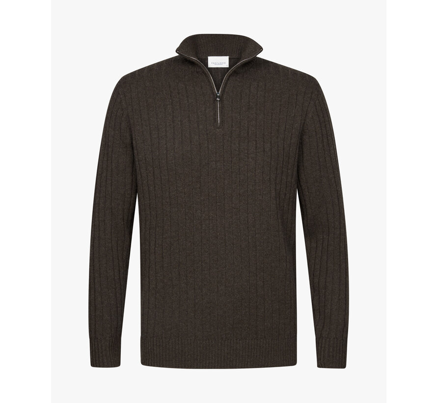 PULLOVER HALF ZIP BROWN (PPWJ30019B)