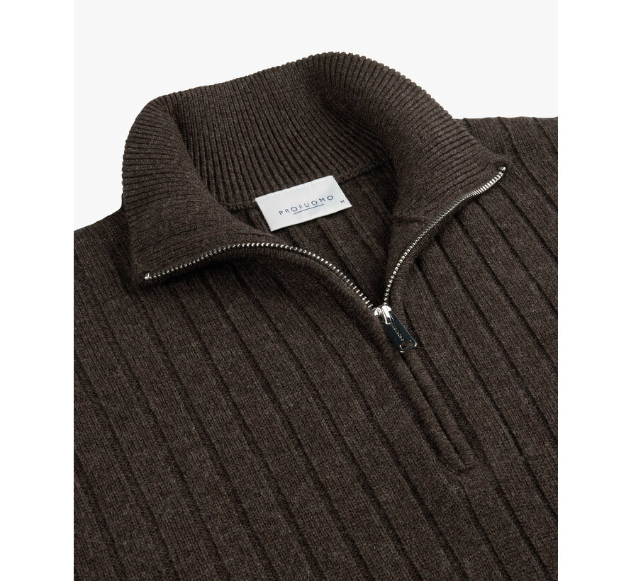 PULLOVER HALF ZIP BROWN (PPWJ30019B)