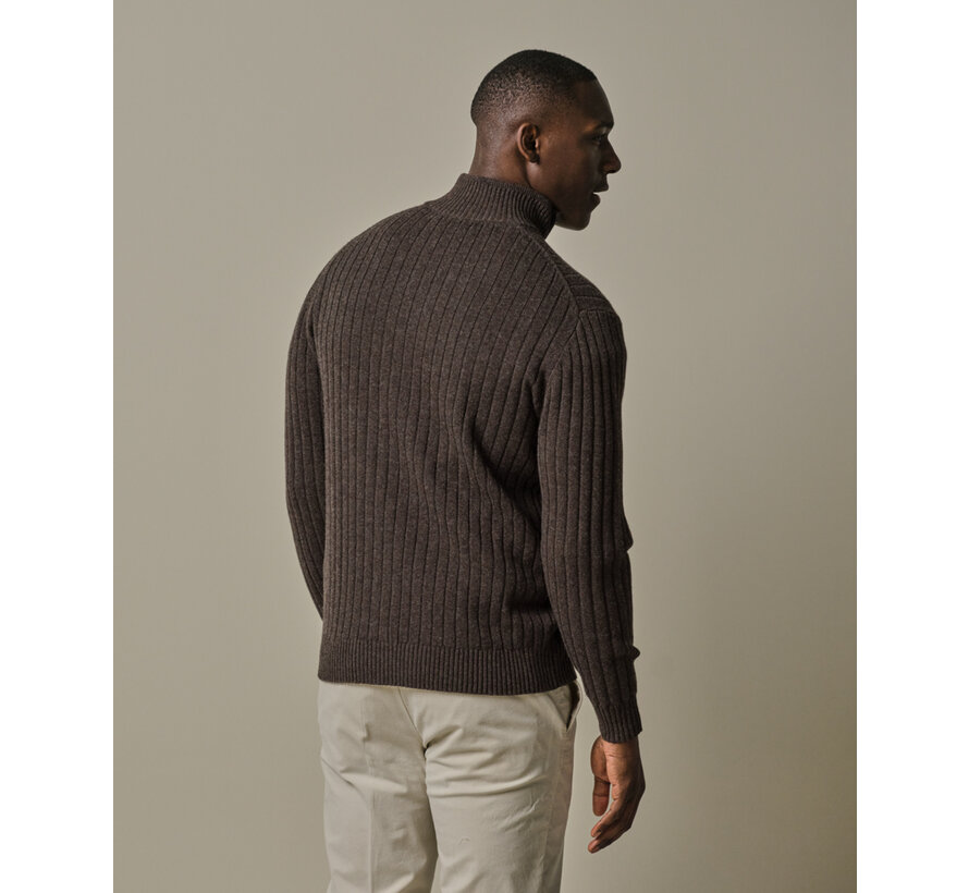 PULLOVER HALF ZIP BROWN (PPWJ30019B)