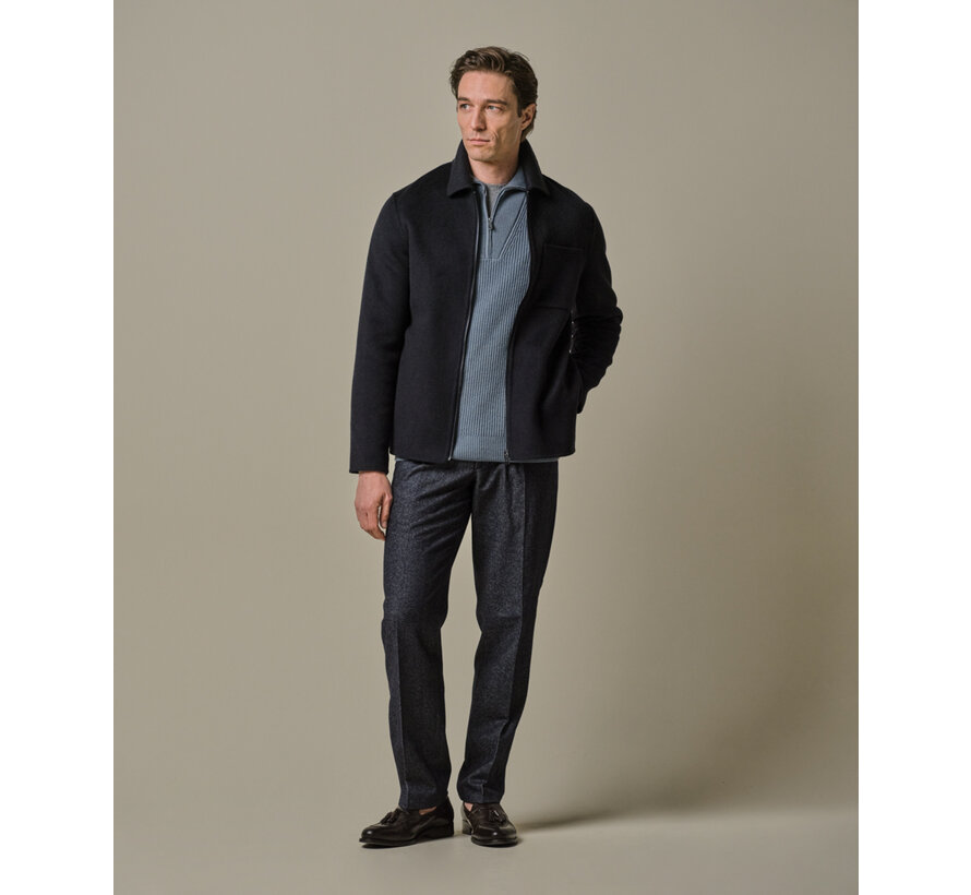 OVERSHIRT WOOL ZIPPER NAVY (PPWF30013B)
