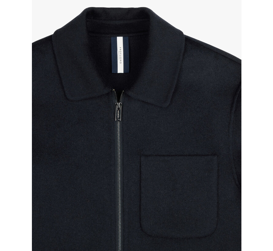 OVERSHIRT WOOL ZIPPER NAVY (PPWF30013B)
