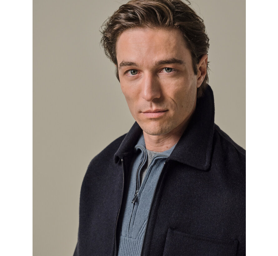 OVERSHIRT WOOL ZIPPER NAVY (PPWF30013B)