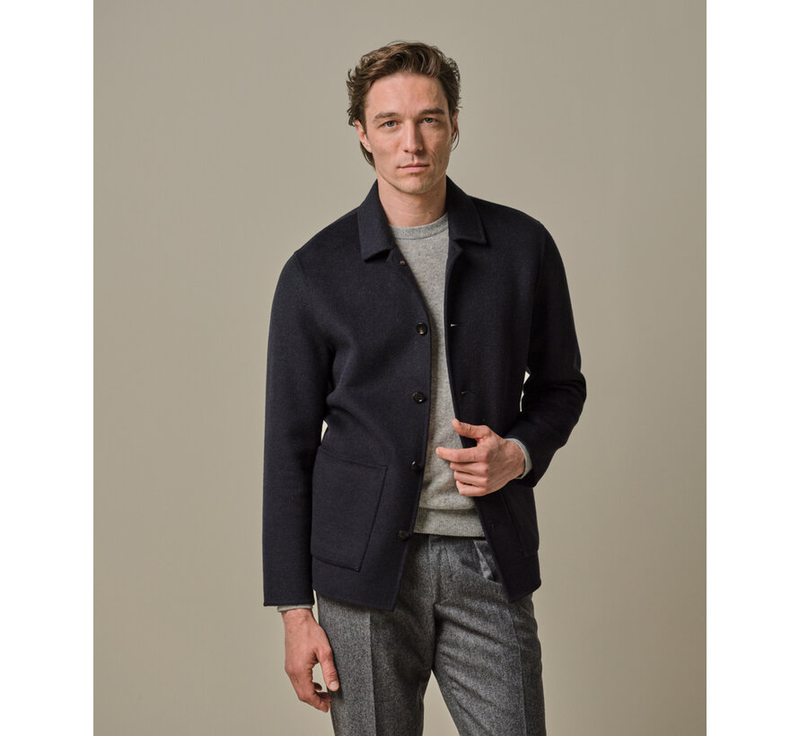 OVERSHIRT WOOL BUTTON NAVY (PPWF30012C)
