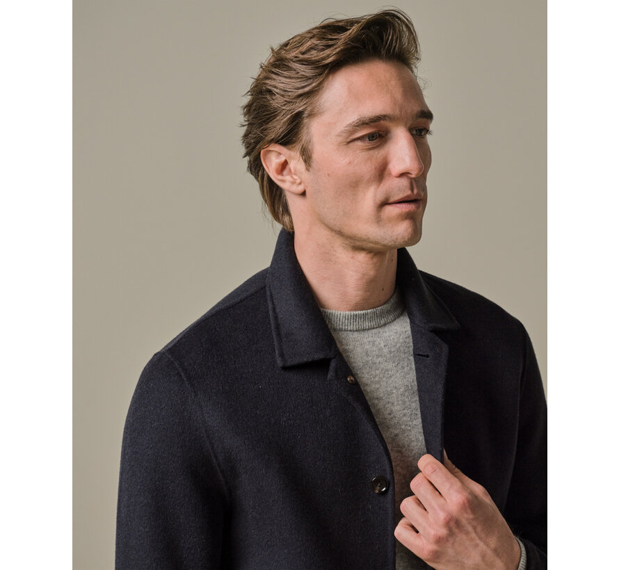 OVERSHIRT WOOL BUTTON NAVY (PPWF30012C)