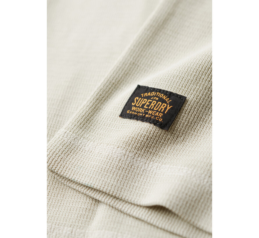WAFFLE LONG SLEEVE HENLEY TOP Light Stone Beige (M6010776A - 1LC)