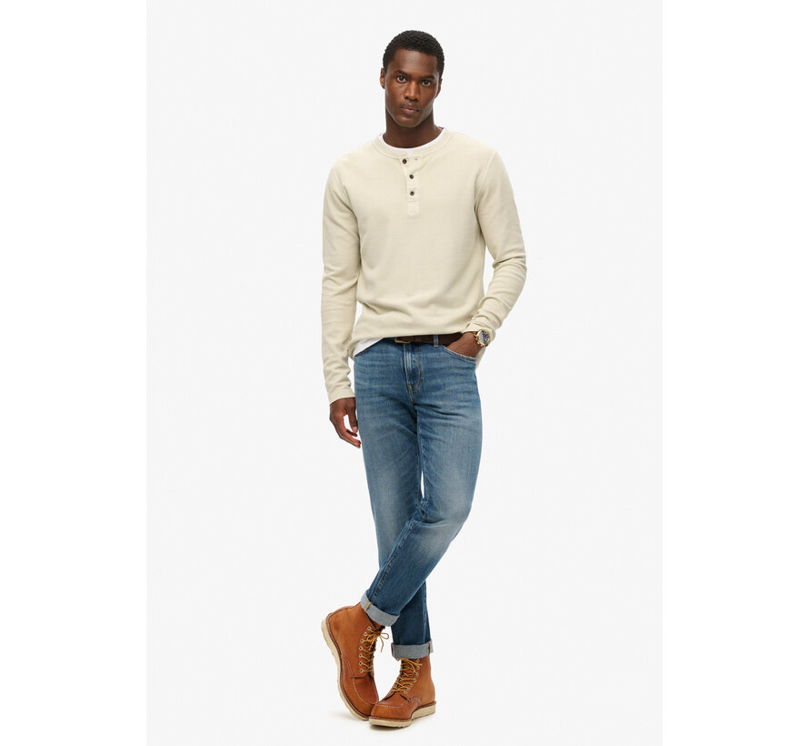 WAFFLE LONG SLEEVE HENLEY TOP Light Stone Beige (M6010776A - 1LC)
