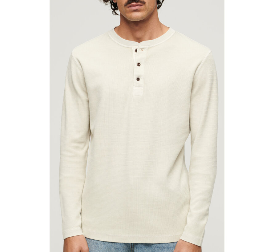 WAFFLE LONG SLEEVE HENLEY TOP Light Stone Beige (M6010776A - 1LC)