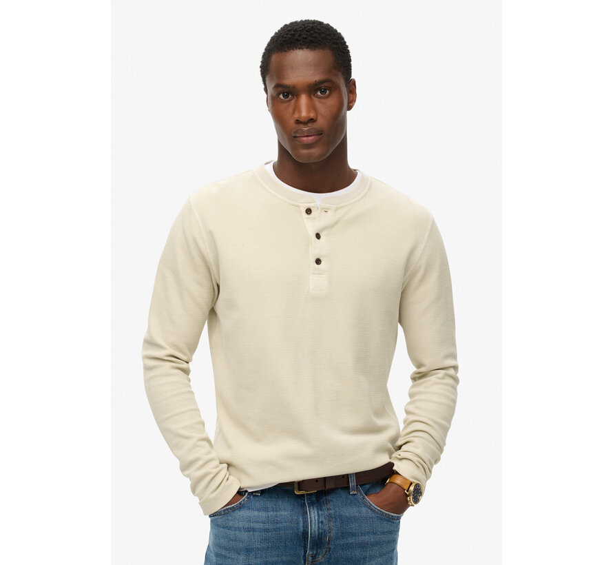 WAFFLE LONG SLEEVE HENLEY TOP Light Stone Beige (M6010776A - 1LC)