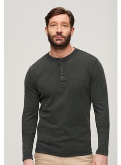 Superdry WAFFLE LONG SLEEVE HENLEY TOP Washed Black (M6010776A - AFB)