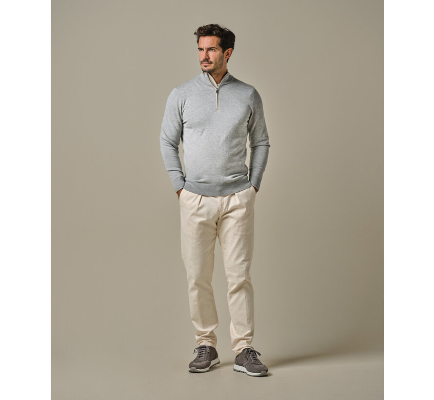 Half Zip Trui Wool Blend Grey (PPWJ10030A)