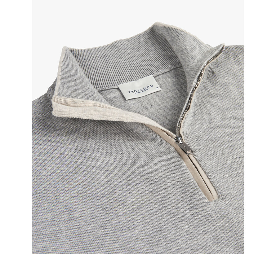 Half Zip Trui Wool Blend Grey (PPWJ10030A)