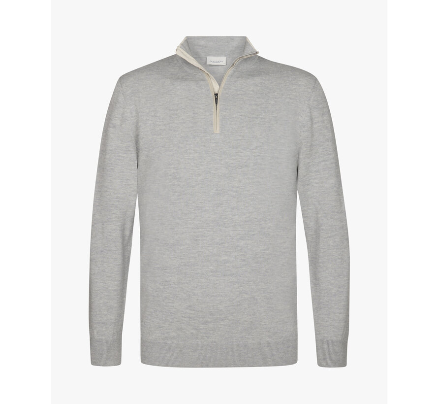 Half Zip Trui Wool Blend Grey (PPWJ10030A)
