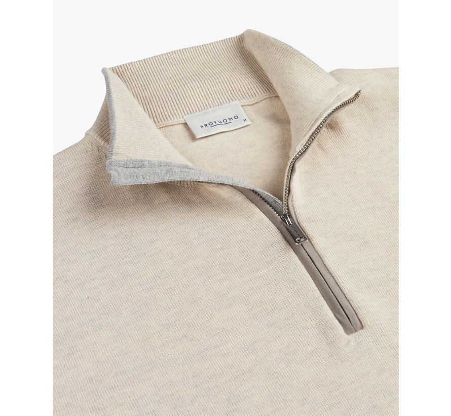 Half Zip Trui Wool Blend Beige (PPWJ10030B)