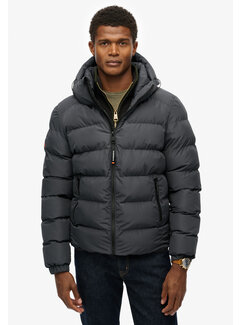 Superdry HOODED SPORTS PUFFER JACKET Ebony/Ebony (M5011905A - H1P)