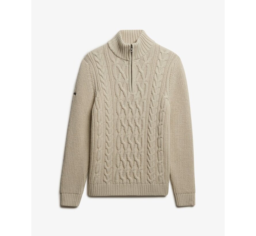 JACOB CABLE KNIT HALF ZIP Ecru (M6110698A - 39E)