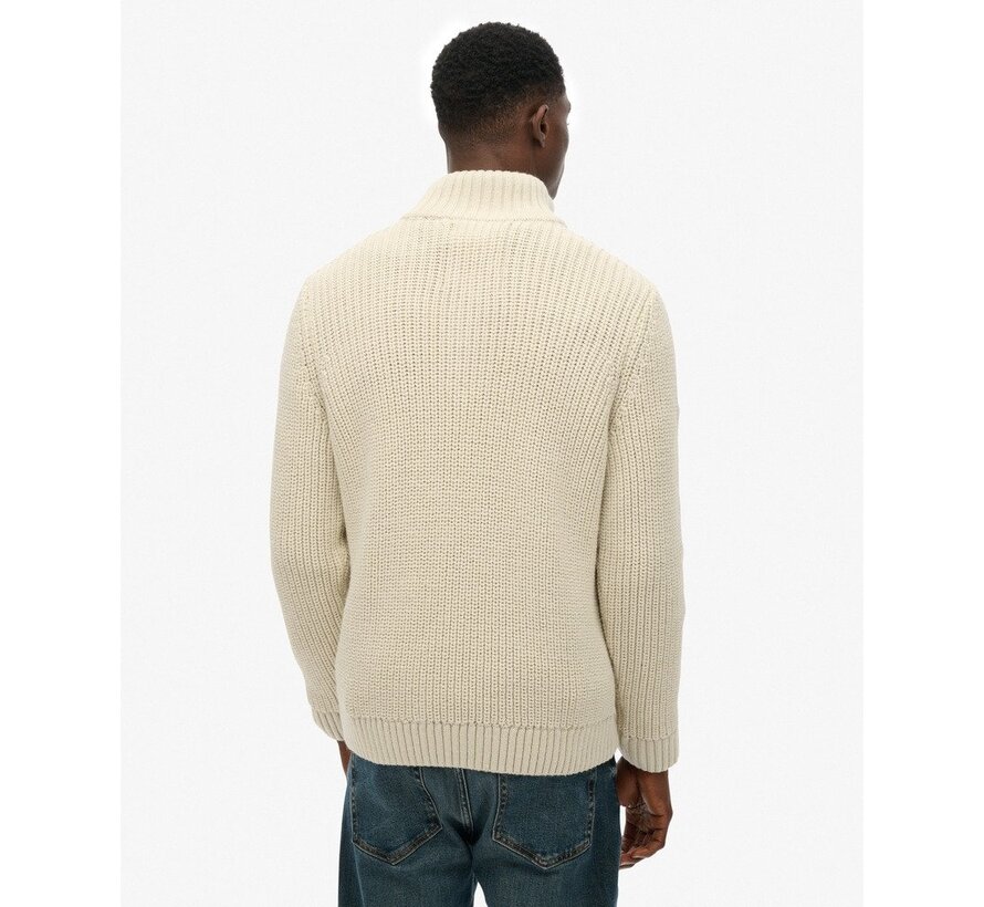 JACOB CABLE KNIT HALF ZIP Ecru (M6110698A - 39E)