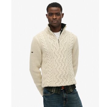 Superdry JACOB CABLE KNIT HALF ZIP Ecru (M6110698A - 39E)