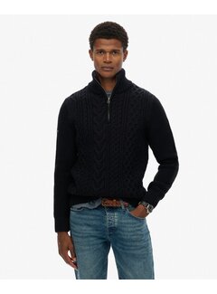 Superdry JACOB CABLE KNIT HALF ZIP Eclipse Navy (M6110698A - 98T)