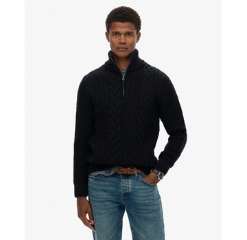 Superdry JACOB CABLE KNIT HALF ZIP Eclipse Navy (M6110698A - 98T)