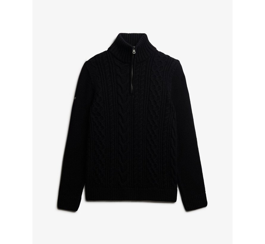 JACOB CABLE KNIT HALF ZIP Eclipse Navy (M6110698A - 98T)