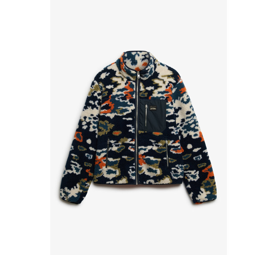 PRINTED FLEECE ZIP THRU Lichen Print (M2014287A - HYW)