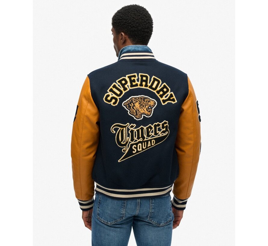 VINTAGE PATCHED VARSITY JKT Eclipse Navy/Mustard (M5012183A - DAX)