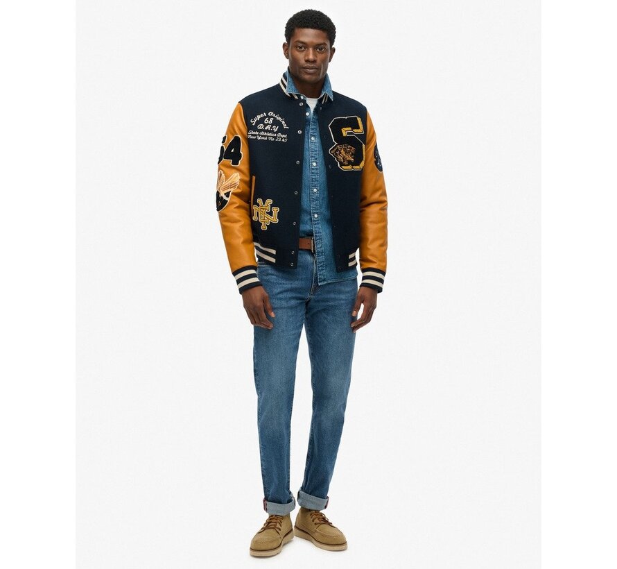 VINTAGE PATCHED VARSITY JKT Eclipse Navy/Mustard (M5012183A - DAX)