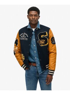 Superdry VINTAGE PATCHED VARSITY JKT Eclipse Navy/Mustard (M5012183A - DAX)