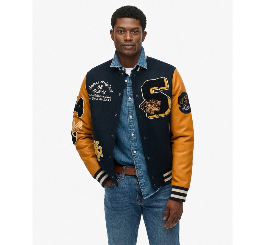 VINTAGE PATCHED VARSITY JKT Eclipse Navy/Mustard (M5012183A - DAX)