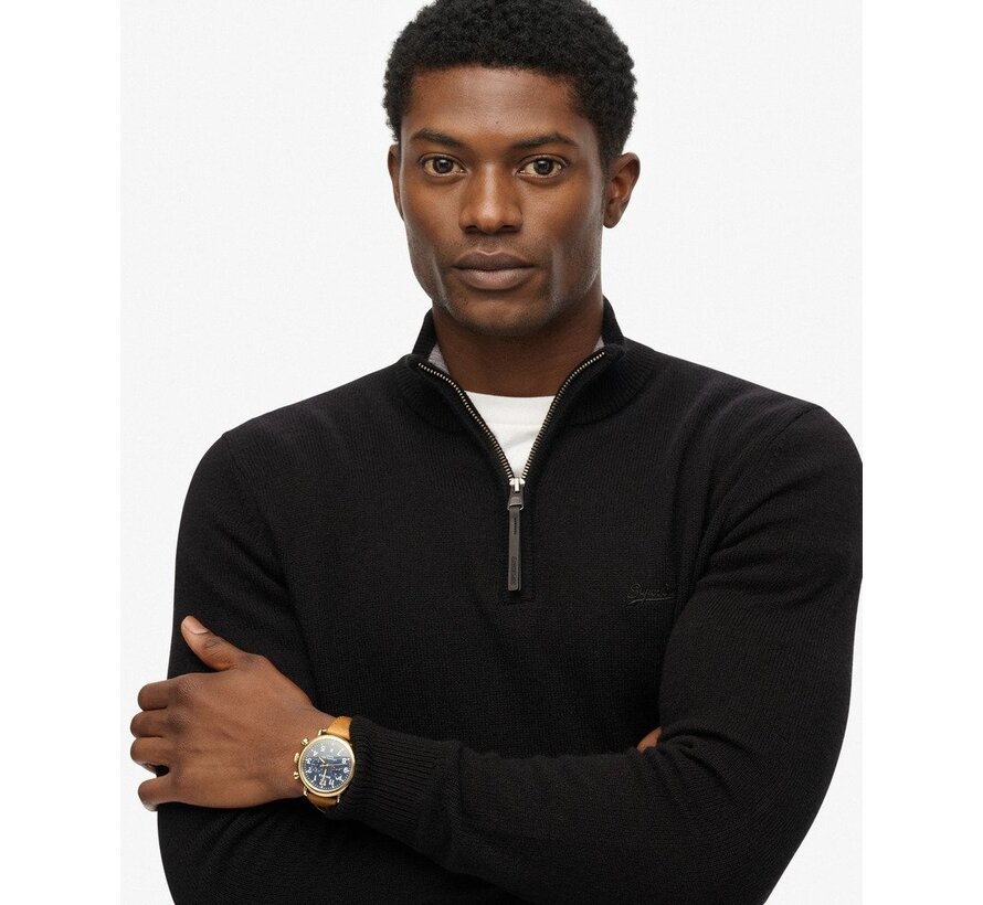 WOOL BLEND HALF ZIP JUMPER Black (M6110688A - 02A)