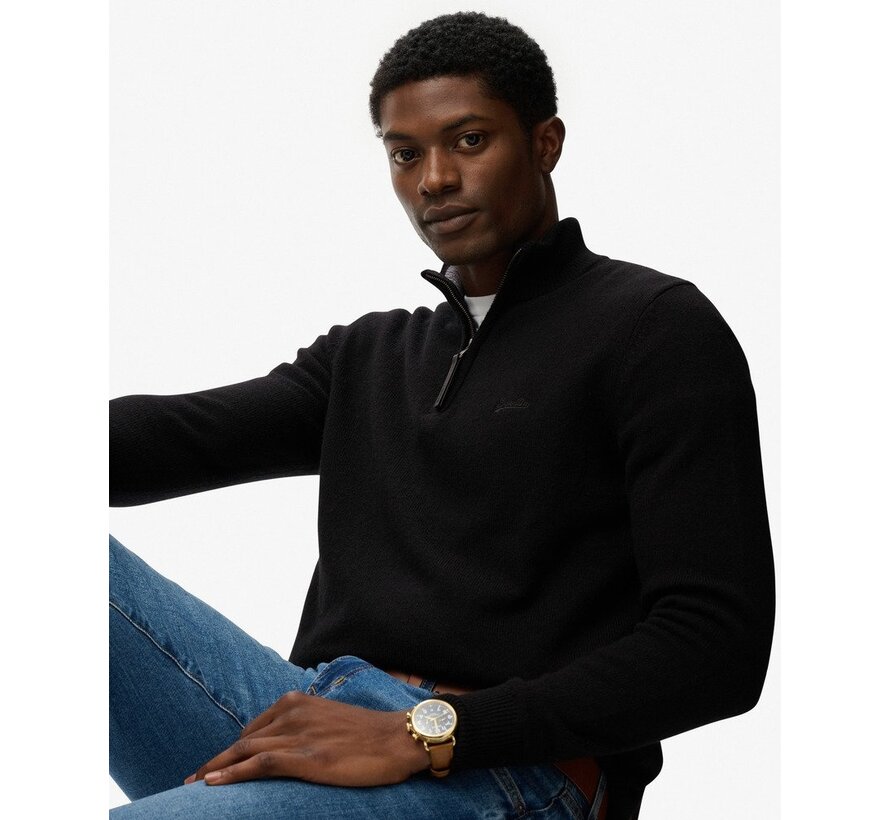 WOOL BLEND HALF ZIP JUMPER Black (M6110688A - 02A)