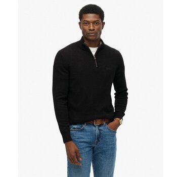 Superdry WOOL BLEND HALF ZIP JUMPER Black (M6110688A - 02A)