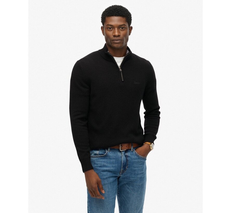 WOOL BLEND HALF ZIP JUMPER Black (M6110688A - 02A)