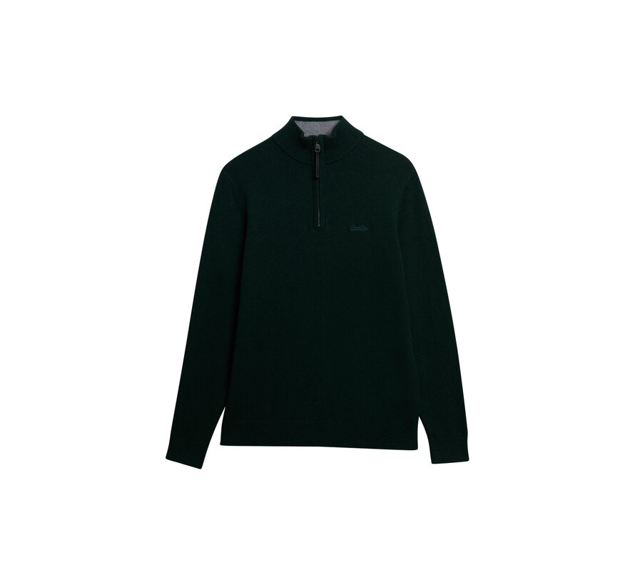 WOOL BLEND HALF ZIP JUMPER Forest Green Marl (M6110688A - TEM)