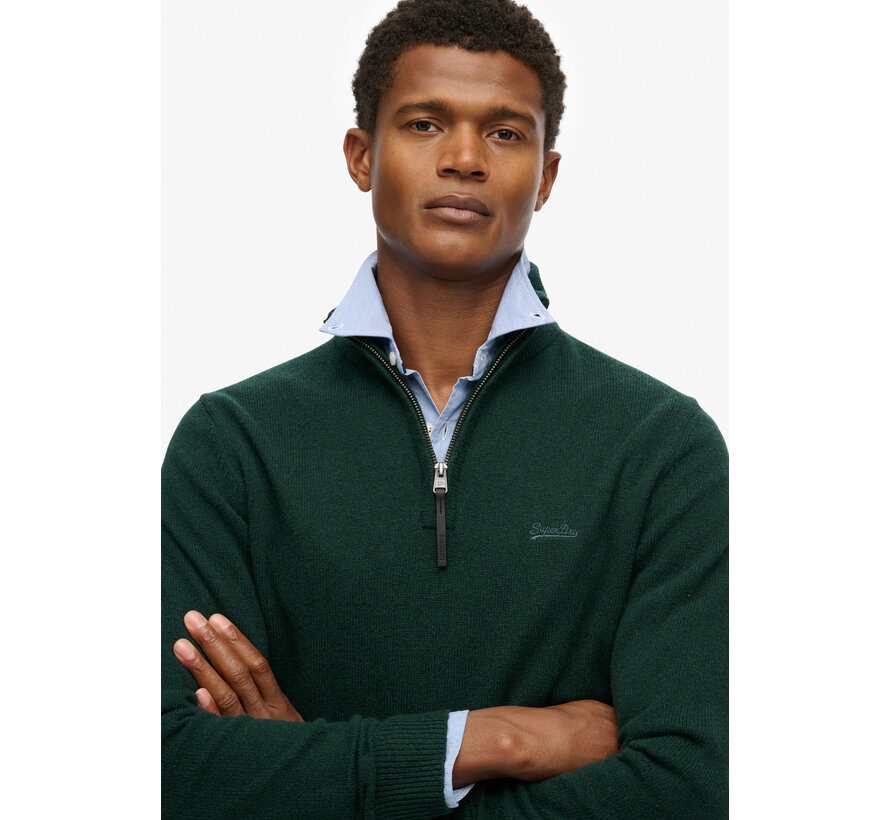 WOOL BLEND HALF ZIP JUMPER Forest Green Marl (M6110688A - TEM)