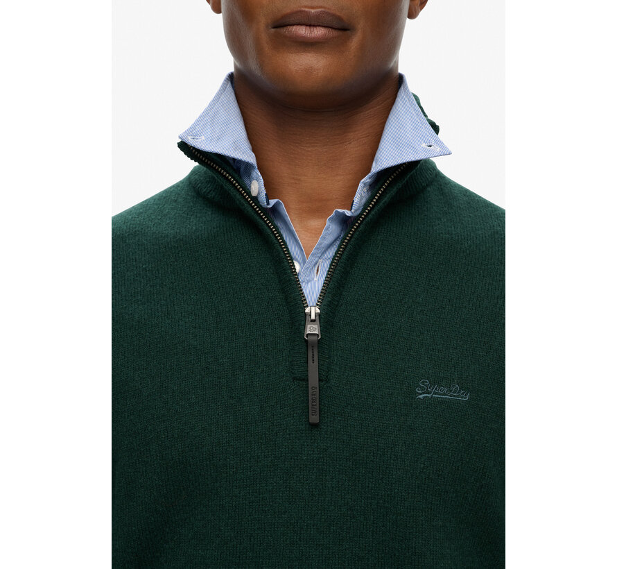 WOOL BLEND HALF ZIP JUMPER Forest Green Marl (M6110688A - TEM)