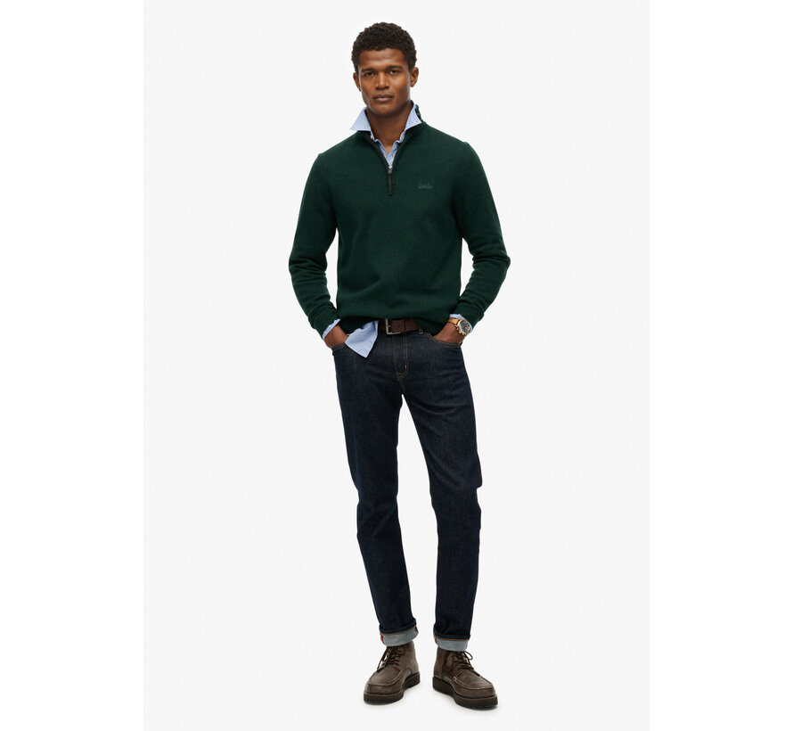 WOOL BLEND HALF ZIP JUMPER Forest Green Marl (M6110688A - TEM)