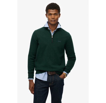 Superdry WOOL BLEND HALF ZIP JUMPER Forest Green Marl (M6110688A - TEM)