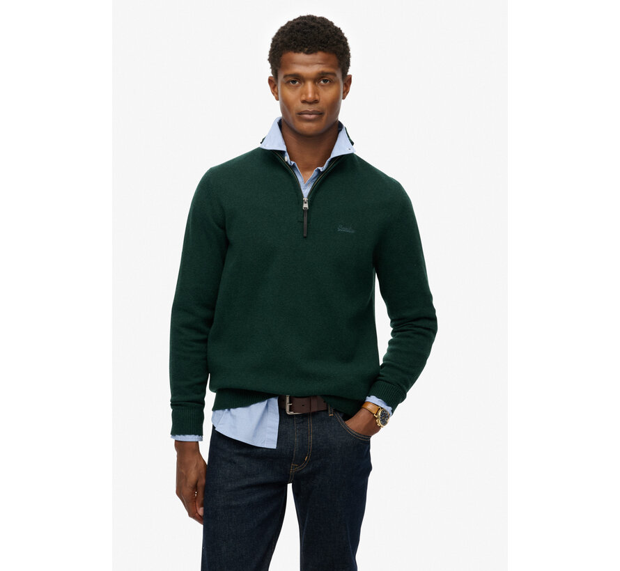 WOOL BLEND HALF ZIP JUMPER Forest Green Marl (M6110688A - TEM)