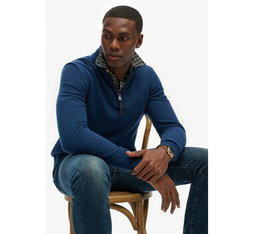 WOOL BLEND HALF ZIP JUMPER Dusk Navy Marl (M6110688A - 1ZI)