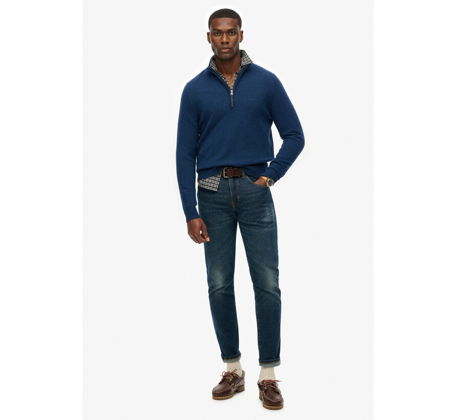 WOOL BLEND HALF ZIP JUMPER Dusk Navy Marl (M6110688A - 1ZI)