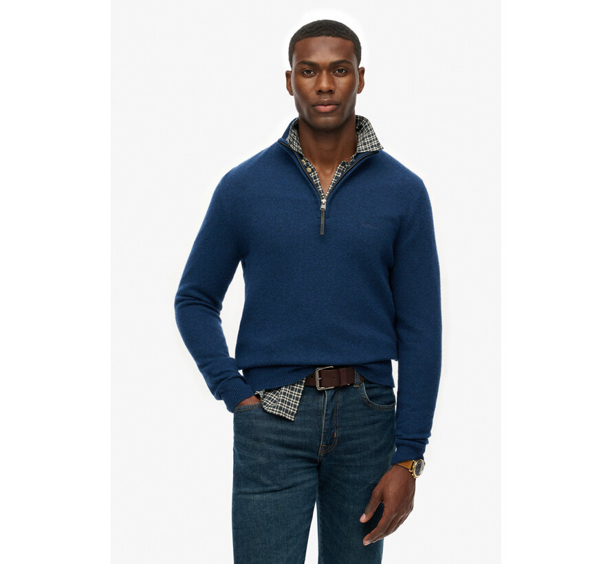 WOOL BLEND HALF ZIP JUMPER Dusk Navy Marl (M6110688A - 1ZI)