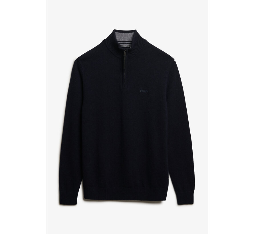 WOOL BLEND HALF ZIP JUMPER Charred Navy Marl (M6110688A - H5C)