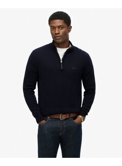 Superdry WOOL BLEND HALF ZIP JUMPER Charred Navy Marl (M6110688A - H5C)