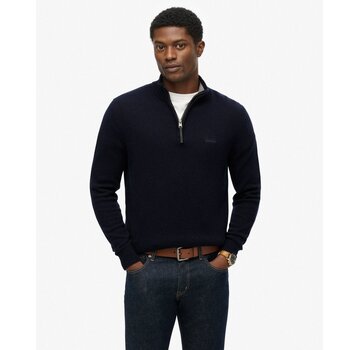 Superdry WOOL BLEND HALF ZIP JUMPER Charred Navy Marl (M6110688A - H5C)