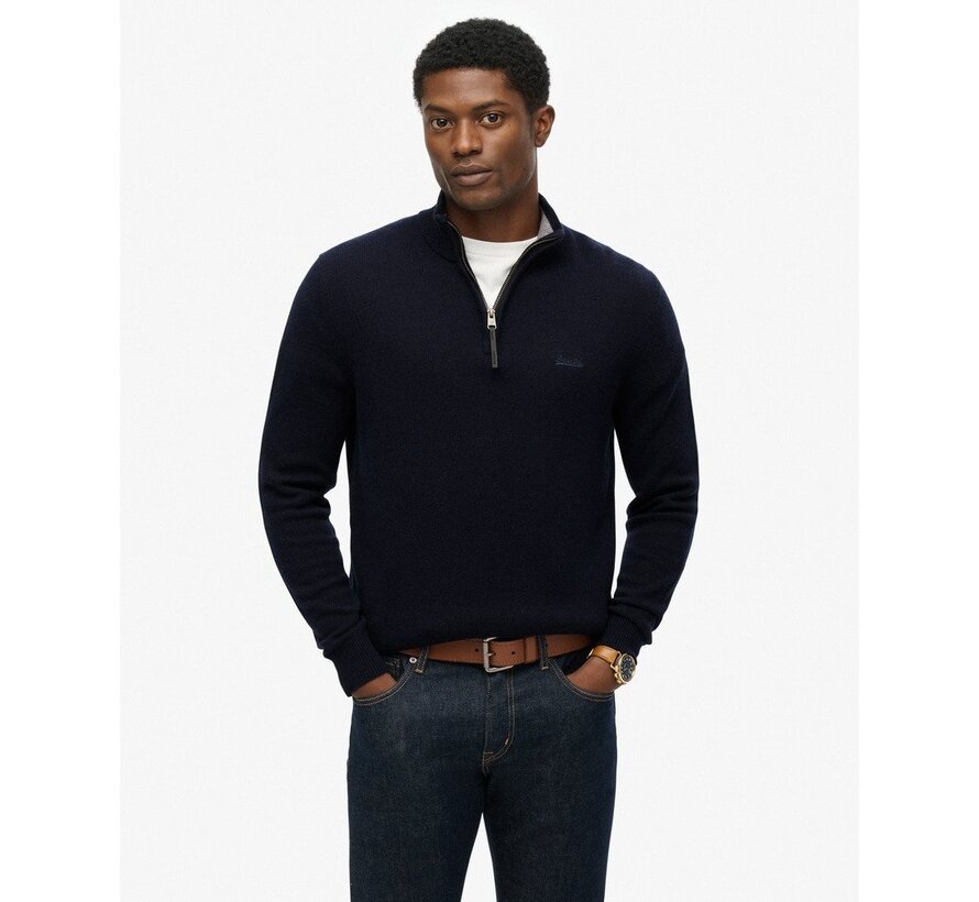 WOOL BLEND HALF ZIP JUMPER Charred Navy Marl (M6110688A - H5C)
