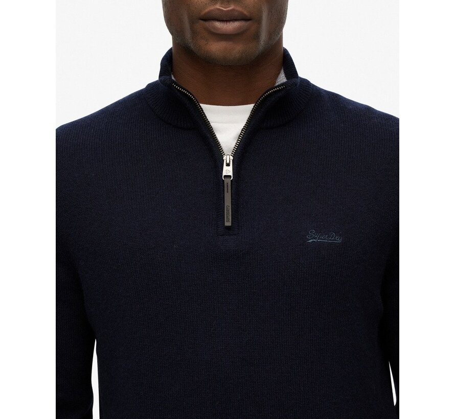 WOOL BLEND HALF ZIP JUMPER Charred Navy Marl (M6110688A - H5C)